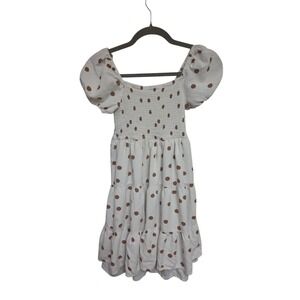 White and Brown Polka Dot Kids Dress